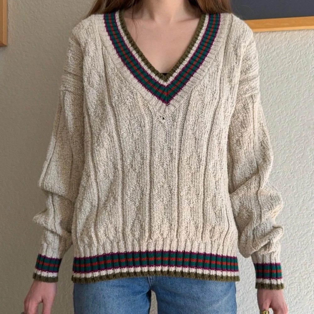 Vintage 90s V-Neck Knit Sweater - Picture 2 of 9